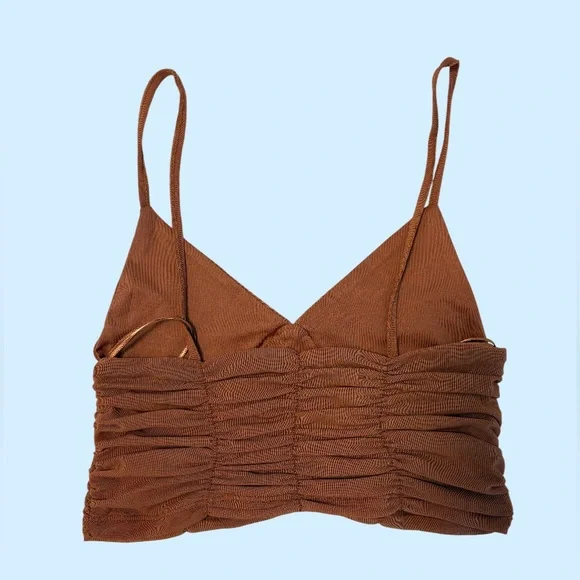 Brown Ruched Crop Top - Picture 2 of 2